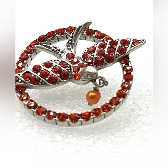 Bird Pendant Red Crystal Bird In Flight Pearl Drop Bird | Pilgrim Danish Design - Picture 2 of 6